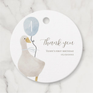 Blue Silly Goose Round Favor Tag