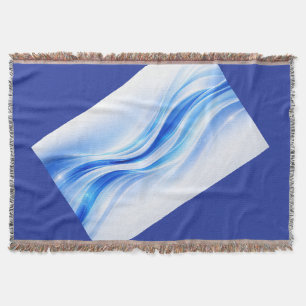 Blue & Silver Abstract Wave Blanket – Modern Flowi