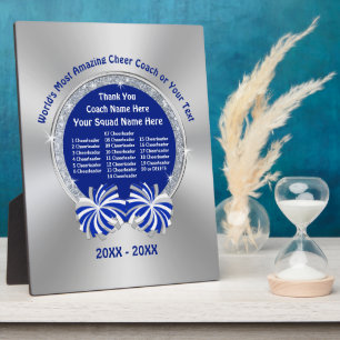 Blue, Silver and White Cheerleading Coach Gifts Plaque