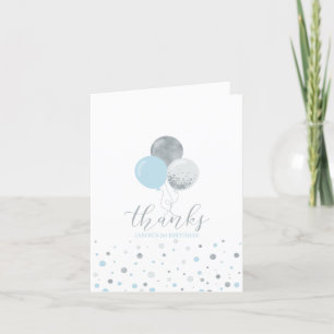 Blue & Silver Balloons 1st Boy Birthday Thank you