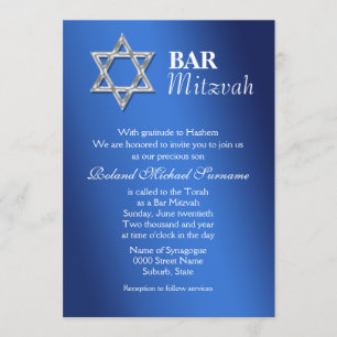 Blue silver bar mitzvah celebrations #2 invitation