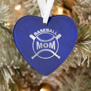 Blue Silver Baseball Mum Ornament