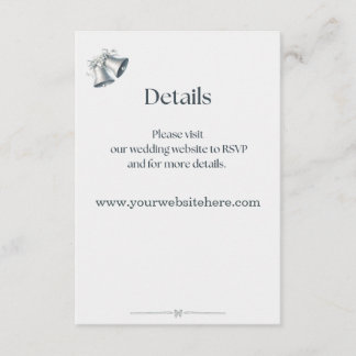 Blue Silver Bells Wedding Website Details Card