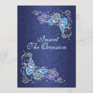 Blue silver birthday engagement wedding invitation
