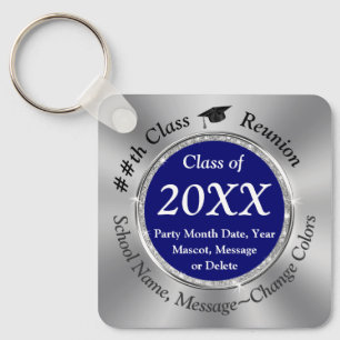 Blue Silver, Black, Class Reunion Souvenirs Ideas, Key Ring