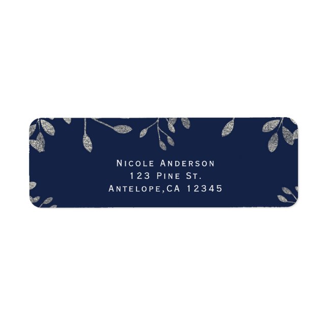 Blue & Silver Botanical Modern Wedding Invitation (Front)