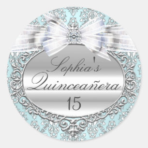 Blue & Silver Bow Quinceanera Sticker