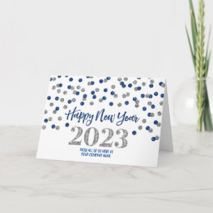 Blue Silver Business Happy New Year 2023 Holiday Card