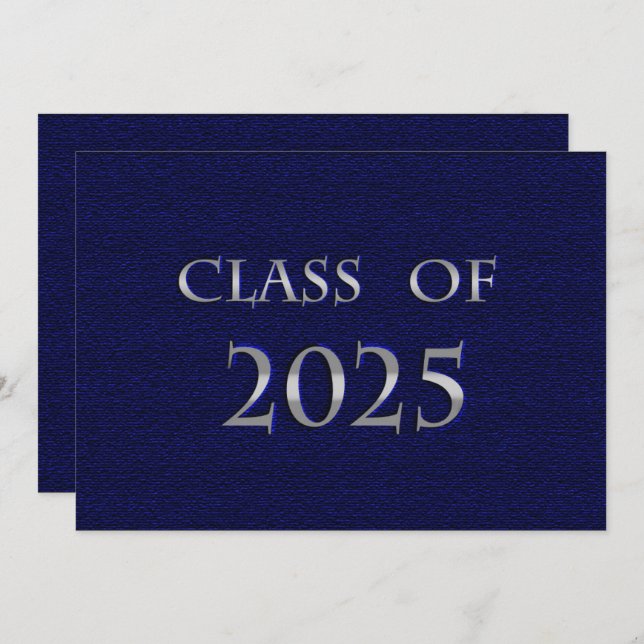 Blue & Silver Class of 2025 Graduation Party Invitation (Front/Back)
