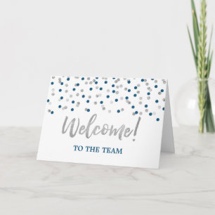 Blue Silver Confetti Employee Welcome to the Team Card