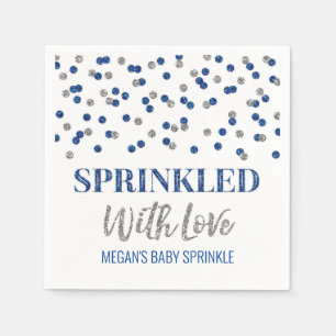 Blue Silver Confetti Sprinkled with Love Napkin