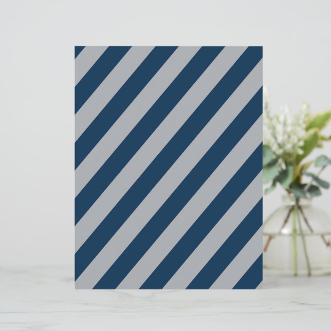 Blue & Silver Diagonal Stripes Scrapbook Paper (Standing Front)
