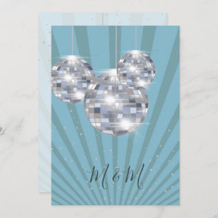 Blue Silver Disco Sun Rays Chic Wedding Invitation