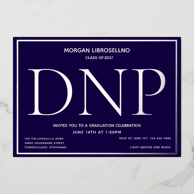 Blue Silver DNP Graduation (Front)