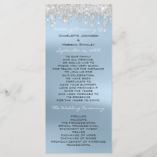 Blue Silver Drips Event Wedding Program Formal Programme