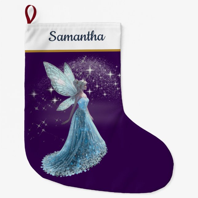 Blue & Silver Fairy Christmas Stocking – Winter St (Front)
