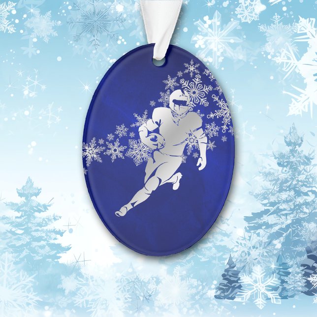 Blue Silver Football Player Ornament (Creator Uploaded)