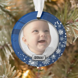 Blue/Silver Frame Baby's 1st Christmas Ornament