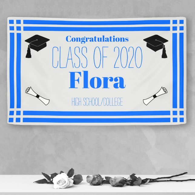 Blue Silver Geometric Graduation Party Banner (Creator Uploaded)