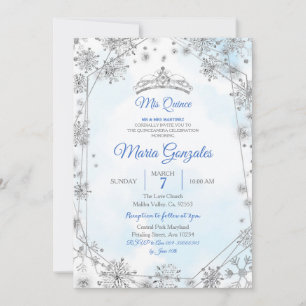 Blue & Silver Geometric Mis Quince Invitation