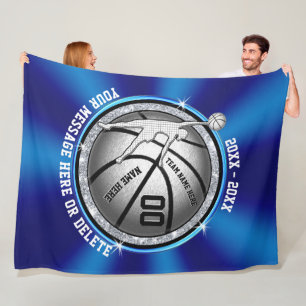 Blue, Silver Girls Personalised Basketball Blanket