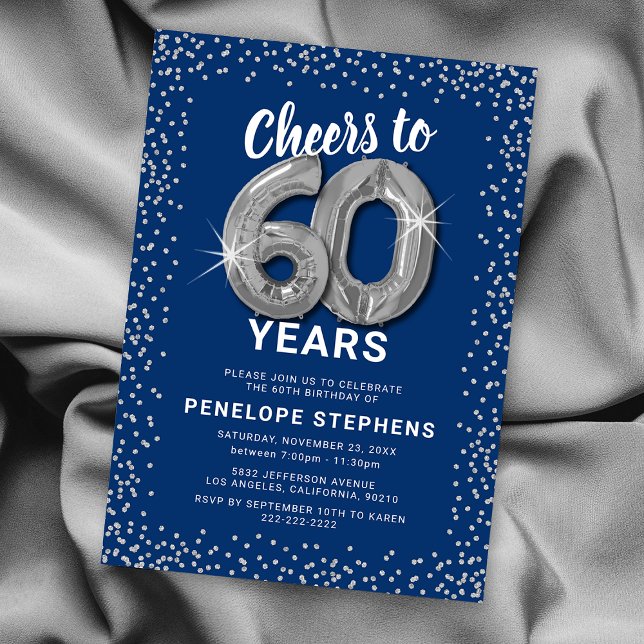Blue Silver Glitter 60th Birthday Template (Creator Uploaded)