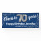 Blue Silver Glitter 70th Birthday Banner