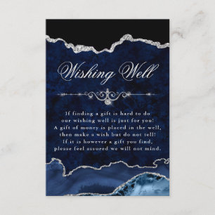 Blue & Silver Glitter Marble Agate Wishing Well  Enclosure Card