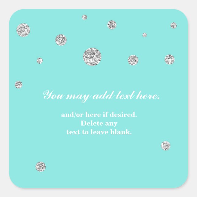 Blue & Silver Glitter Modern Dots Sticker (Front)