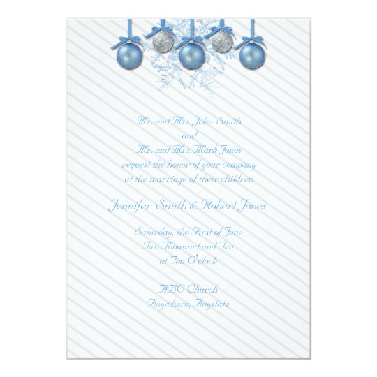 Blue Silver Glitter Ornaments Wedding Invitation
