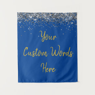 Blue Silver Gold Birthday Party Photo Booth Prop  Tapestry