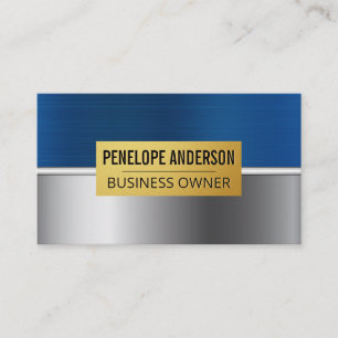 Blue Silver Gold Metallic Background Business Card