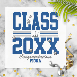 Blue|Silver Graduating Class Year Napkin