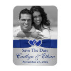 Blue, Silver Hearts Save the Date Photo Magnet