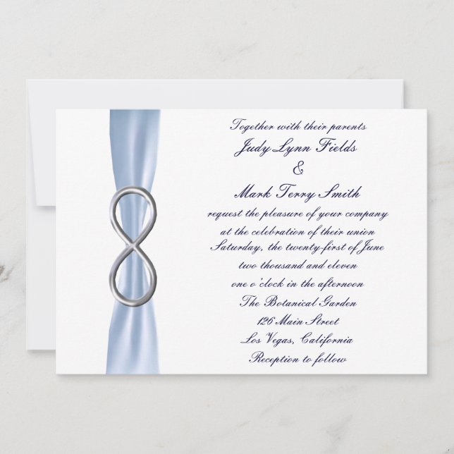 Blue Silver Infinity Wedding Invitation (Front)