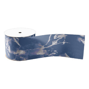 Blue Silver Marble Grosgrain Ribbon