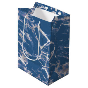 Blue Silver Marble Medium Gift Bag