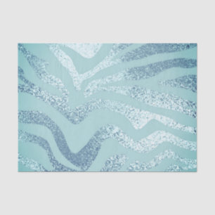 Blue silver metallic look zebra striped animal  tissue paper
