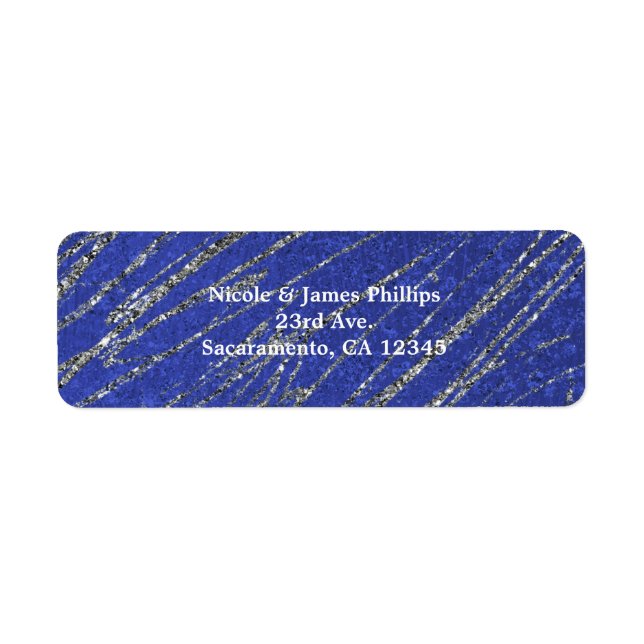 Blue & Silver Modern Glam Marble Stripe Party (Front)