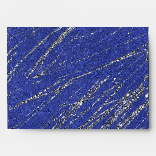 Blue & Silver Modern Glam Marble Stripe Party Envelopes (Back (Top Flap))