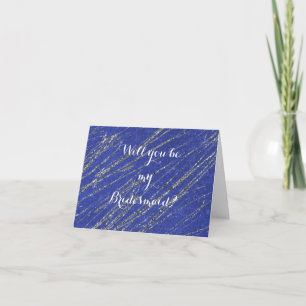 Blue & Silver Modern Marble Stripe Bridesmaid Card