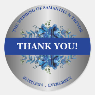 Blue Silver Moonlit Garden Essence Classic Round Sticker