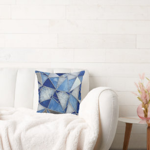 blue silver mosaic 1 cushion