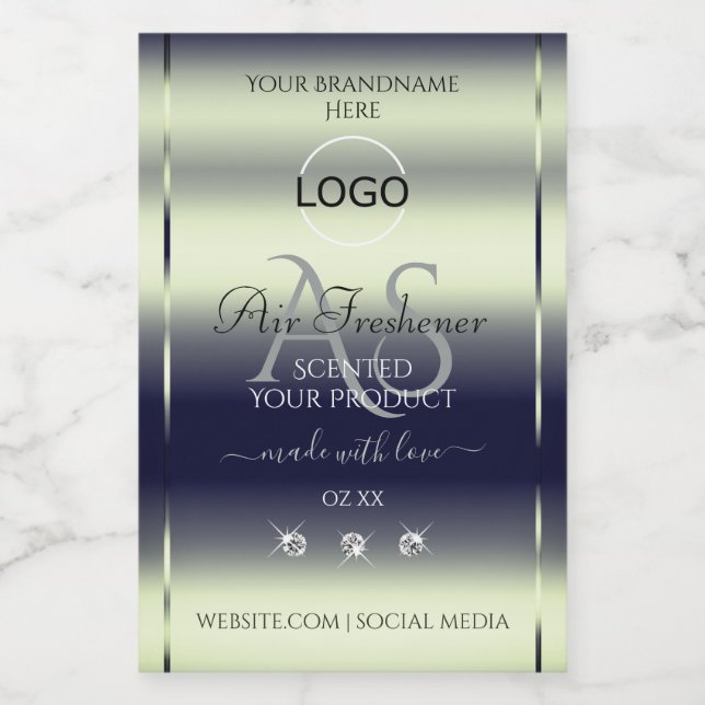 Blue Silver Product Labels Jewels Monogram Logo (Single Label)