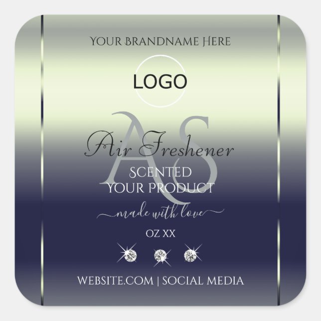 Blue Silver Product Labels Jewels Monogram Logo (Front)