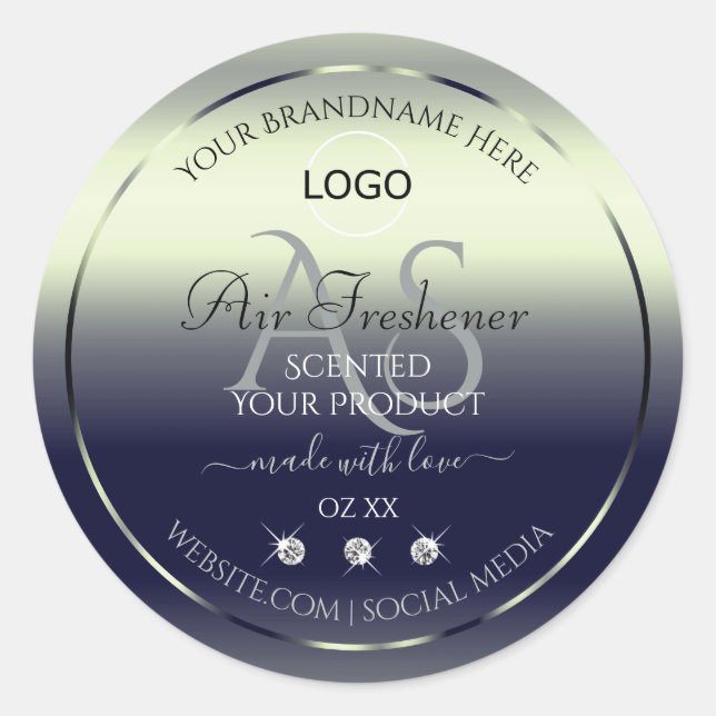 Blue Silver Product Labels Jewels Monogram Logo (Front)