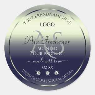Blue Silver Product Labels Jewels Monogram Logo
