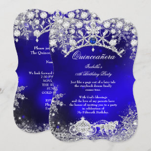 Blue silver Quinceanera 15th Winter Wonderland Invitation