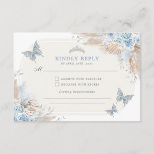 Blue Silver Quinceanera Mis Quince 15 Anos RSVP Enclosure Card