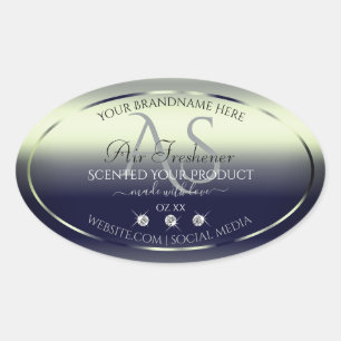 Blue Silver Shimmery Product Label Jewels Monogram